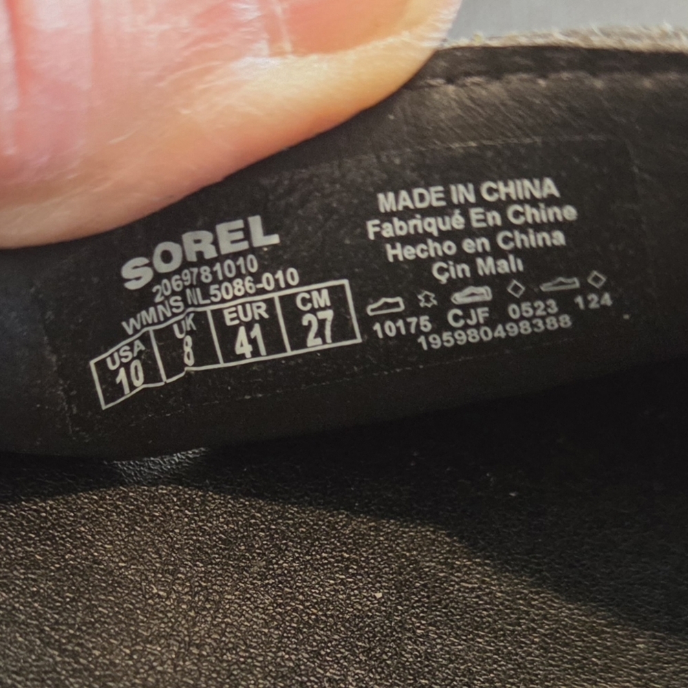 Sorel Joanie lV Black Sz 10 Leather Platform Wedge Sandals Adjustable Straps - Picture 13 of 13